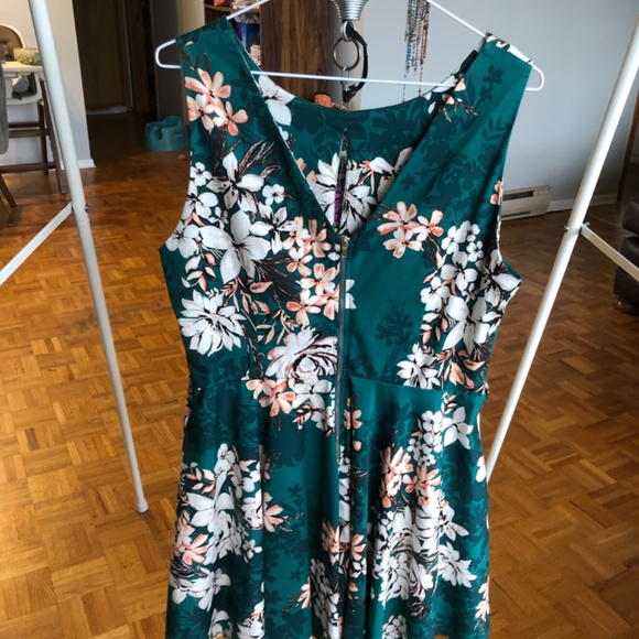 NWT Teal Floral Keyhole Dress - Picture 4 of 6